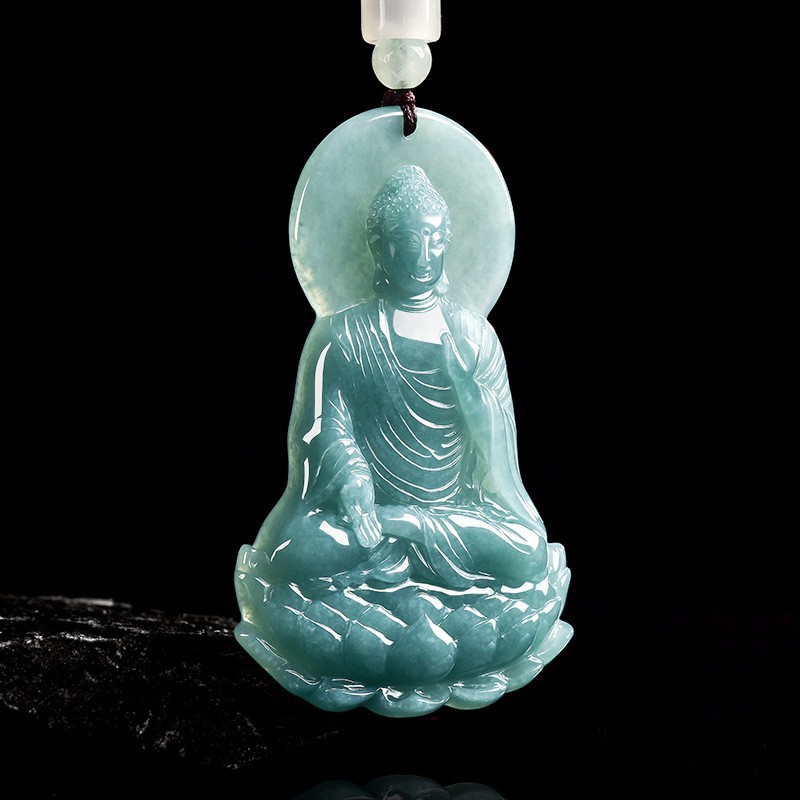 Women Accessories For Gift - Natural Burmese Jadeite Buddha Pendant Necklace