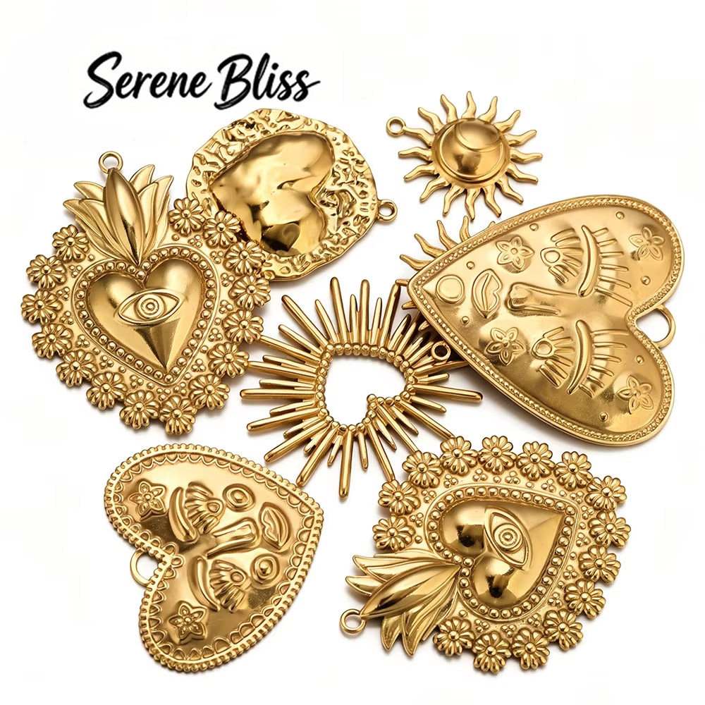 Statement Earrings Oversized - 5pcs 304 Stainless Steel Sun Large