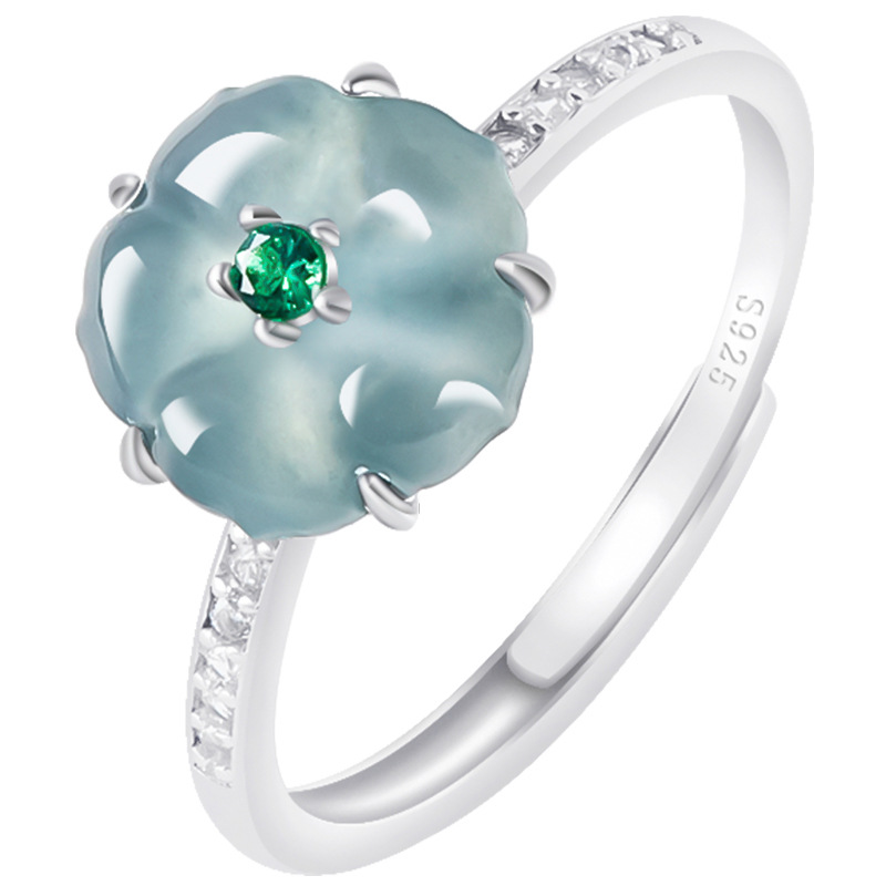 Blue Burmese Jadeite Flower Ri - đánh giá và giá Women Accessories For Gift