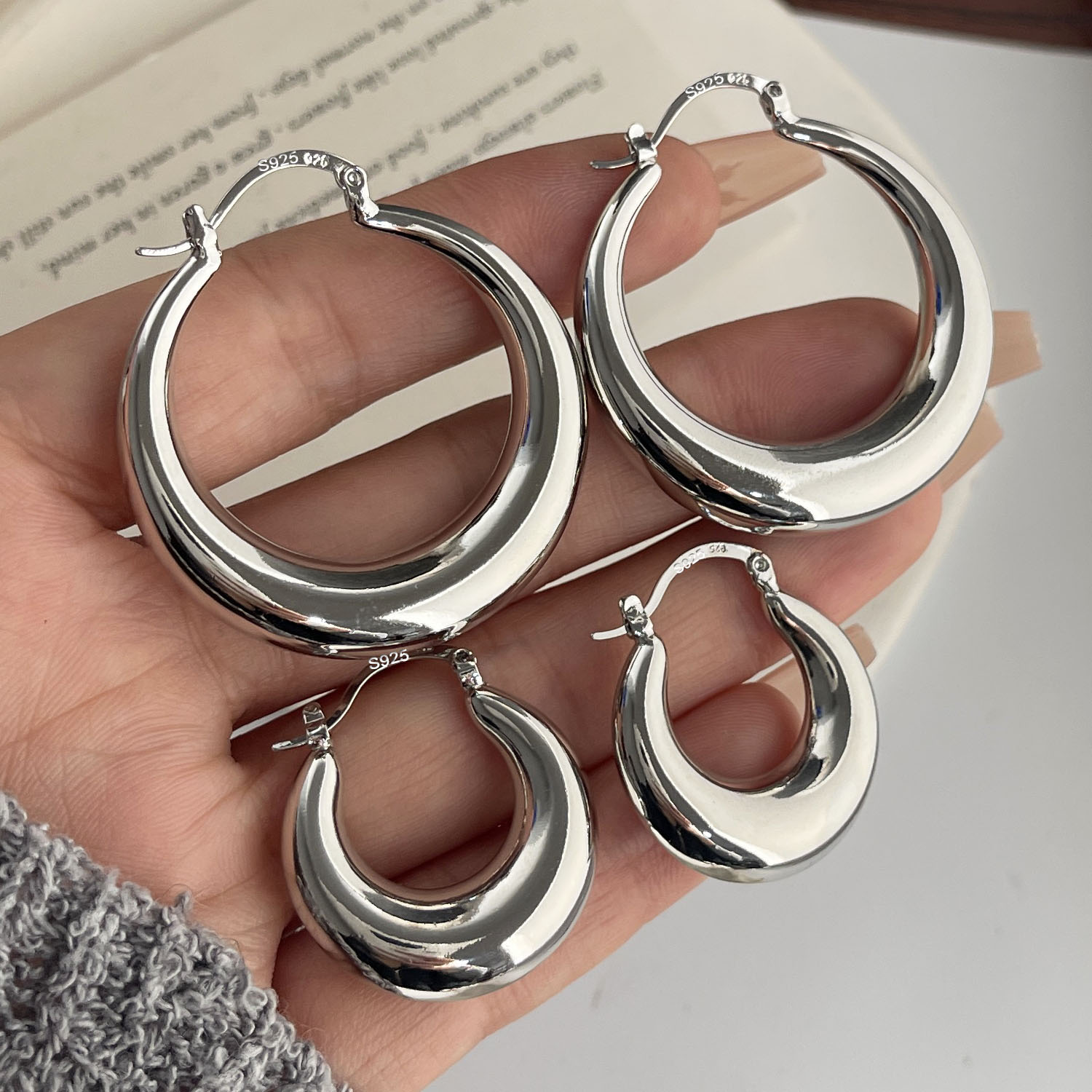 925 Sterling Silver Vintage Ea - đánh giá và giá Statement Earrings Oversized