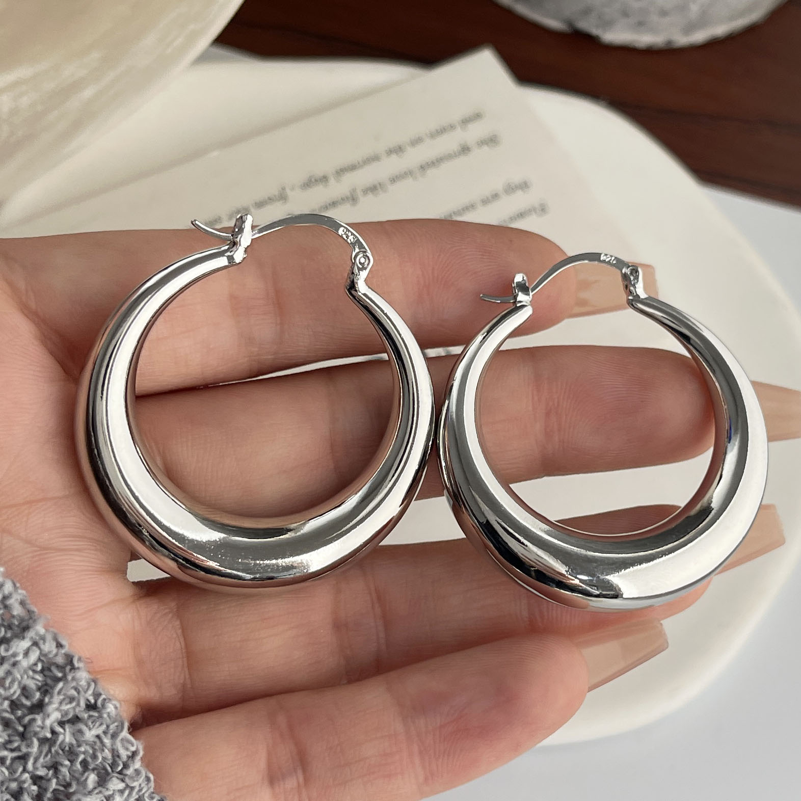 925 Sterling Silver Vintage Ea - đánh giá và giá Statement Earrings Oversized