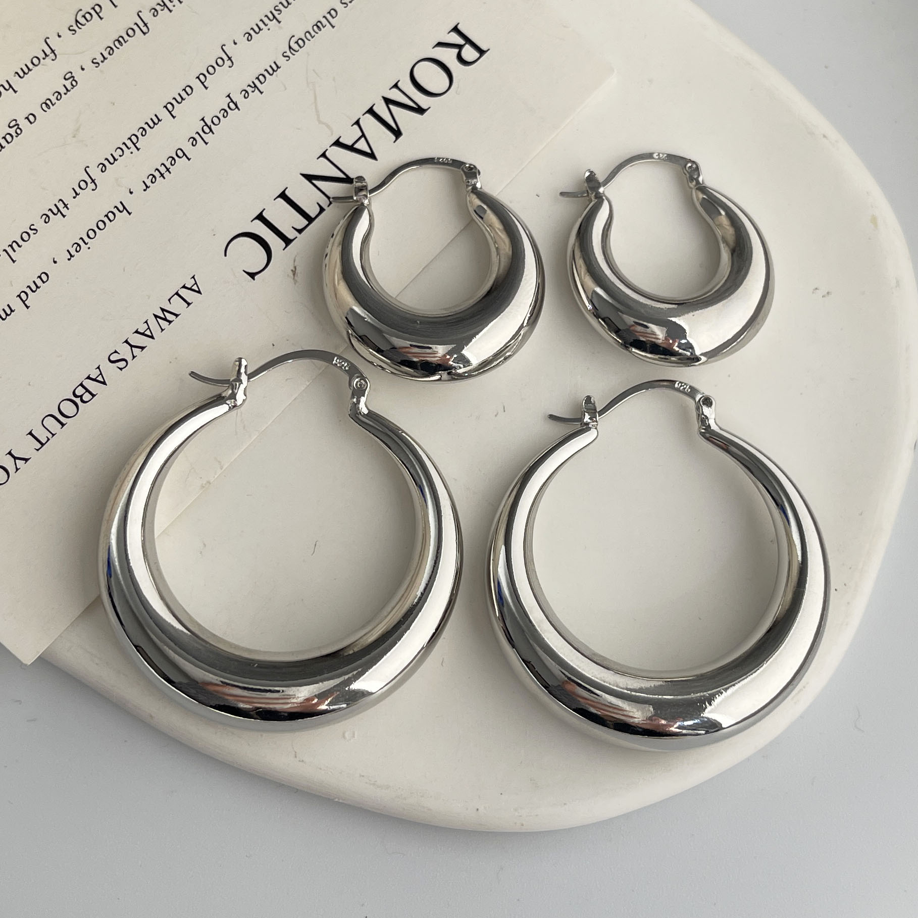925 Sterling Silver Vintage Ea - đánh giá và giá Statement Earrings Oversized
