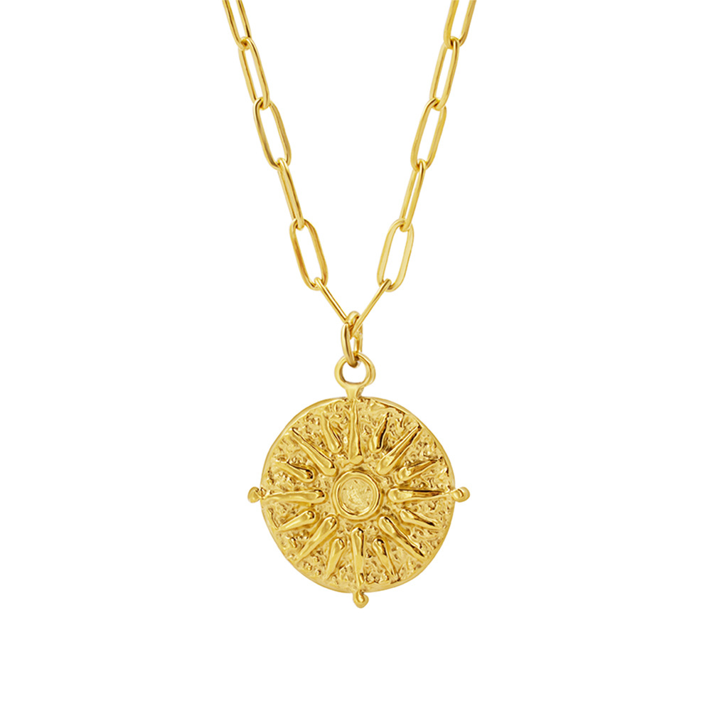 Stainless Steel Round Sun Coin - đánh giá và giá Coin Necklace Delicate