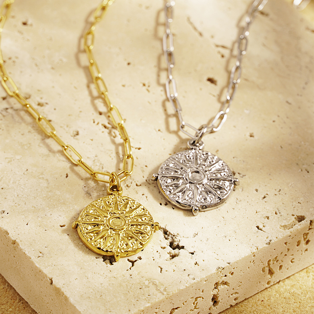 Stainless Steel Round Sun Coin - đánh giá và giá Coin Necklace Delicate