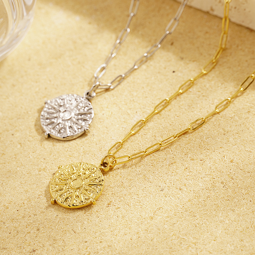 Stainless Steel Round Sun Coin - đánh giá và giá Coin Necklace Delicate