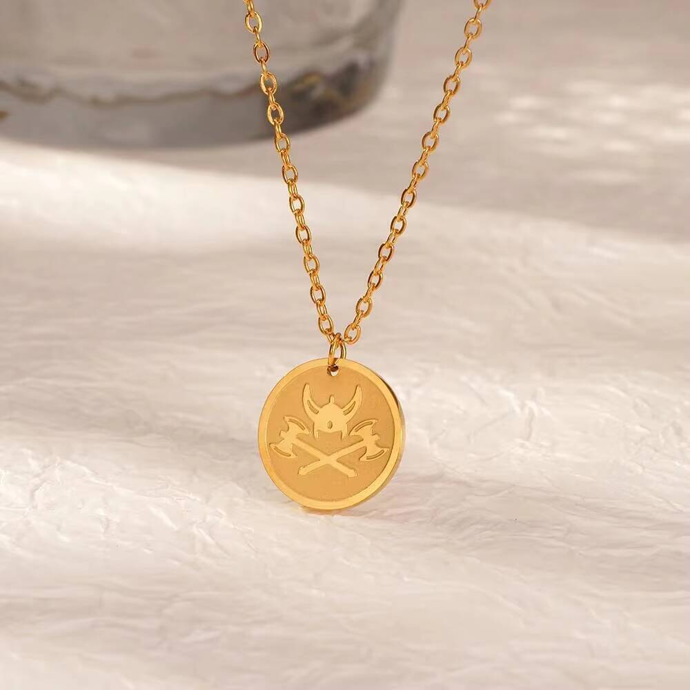 Gold Plated Viking Axe Pendant - đánh giá và giá Coin Necklace Delicate
